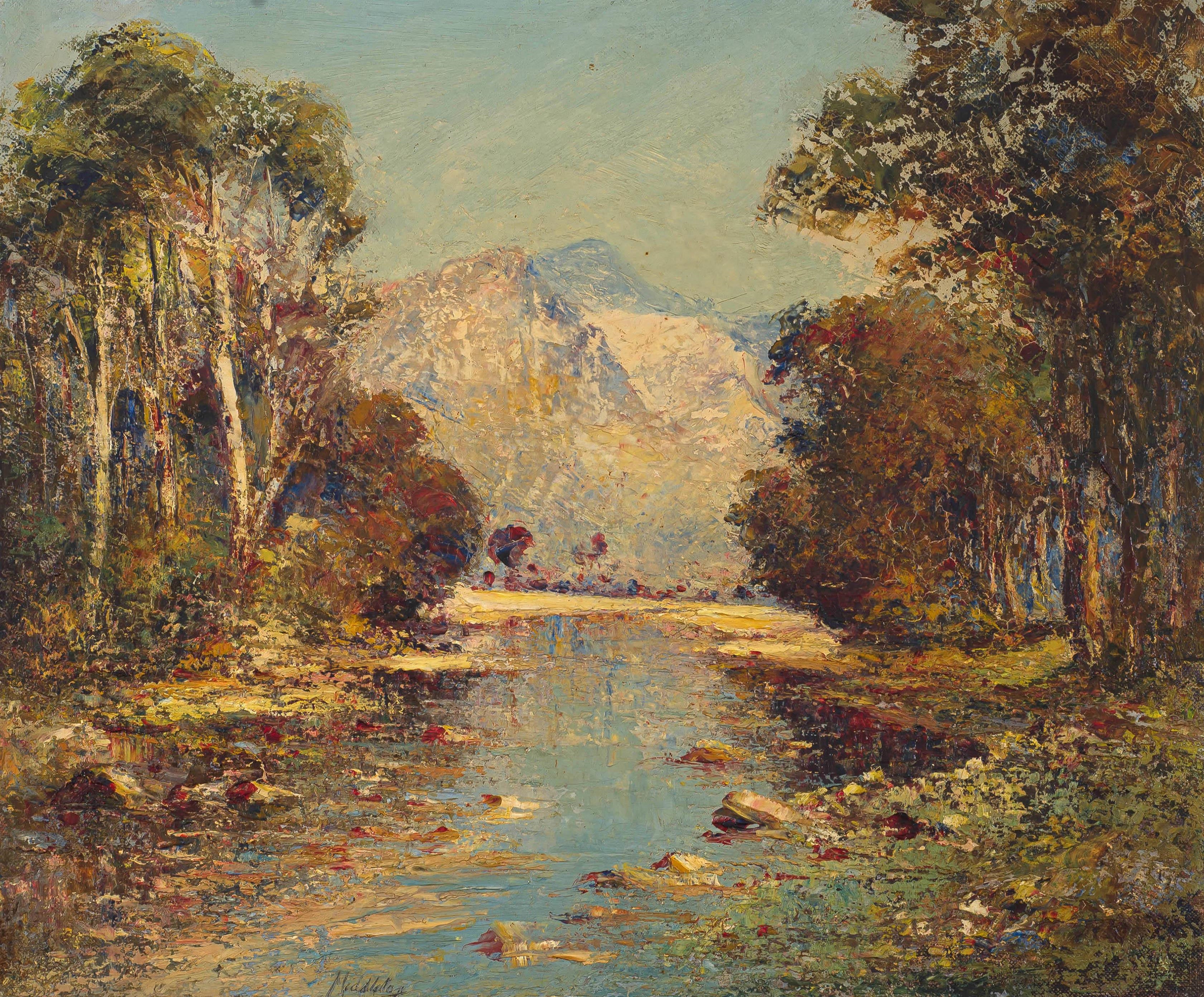 Artwork by James Charles Middleton, River Landscape, Made of oil on canvas