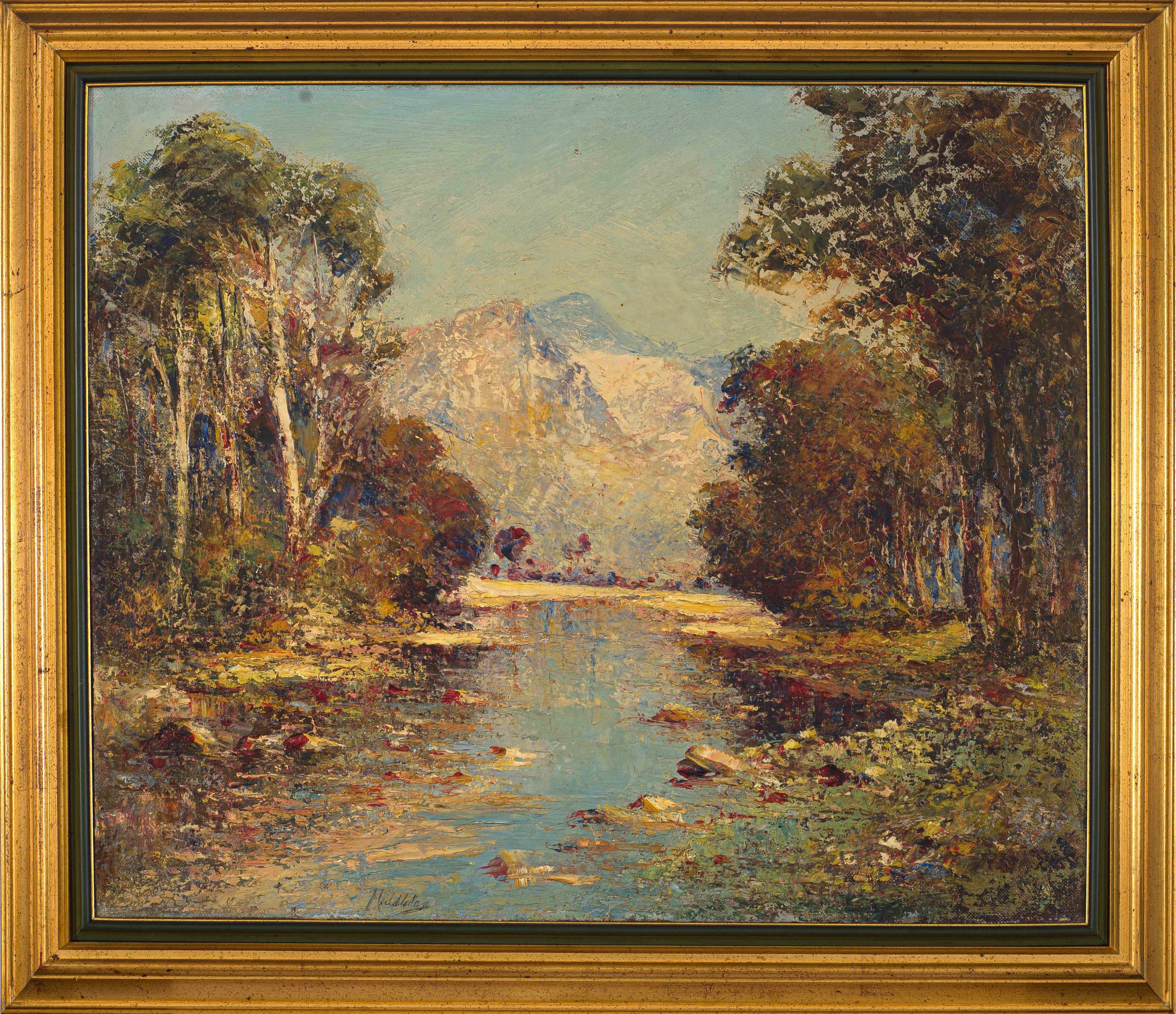 Artwork by James Charles Middleton, River Landscape, Made of oil on canvas