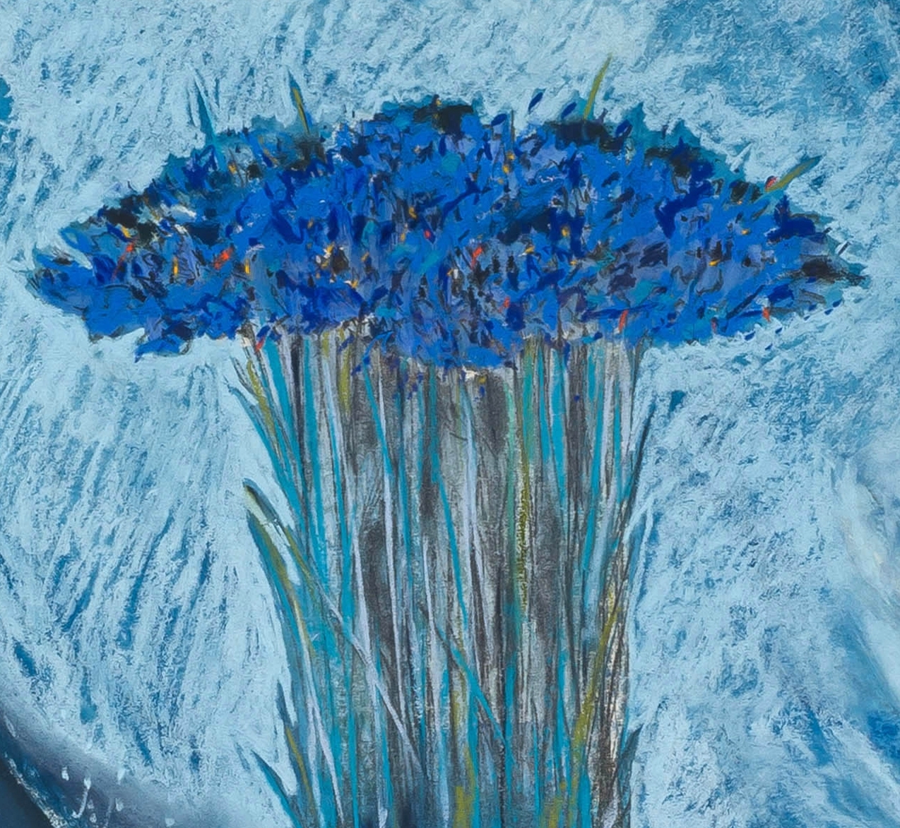 Artwork by Louis Jansen van Vuuren, Flowers in a Vase, Made of pastel on paper