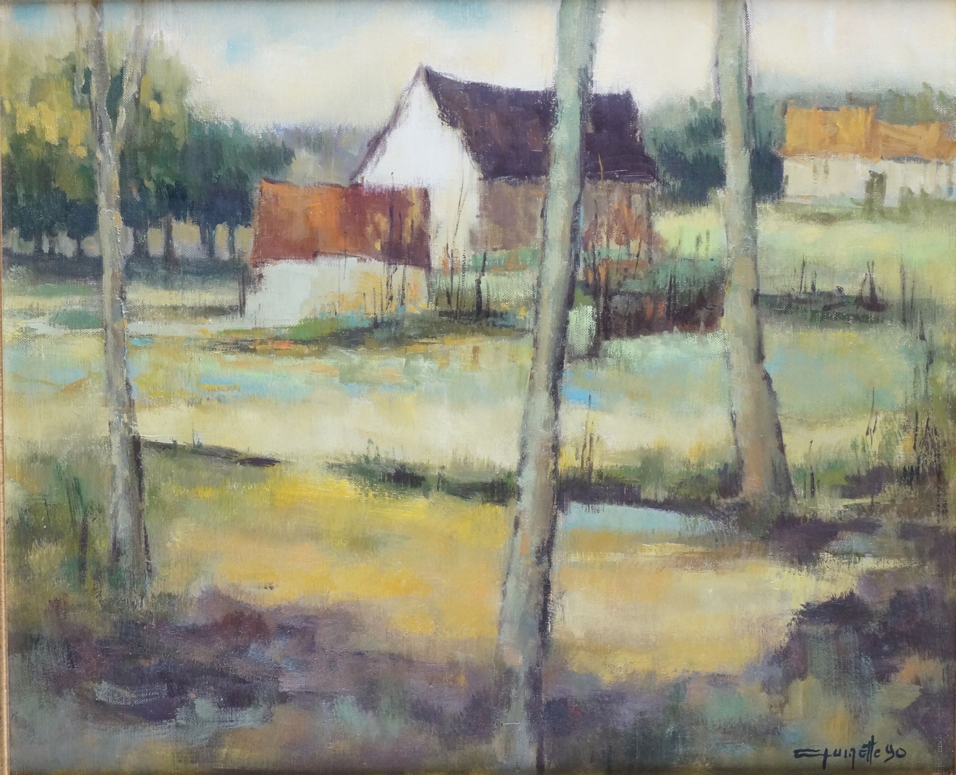 Artwork by Jean-Claude Quinette, The farm, Made of Oil on canvas