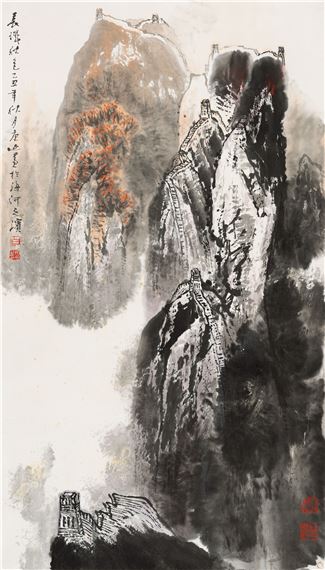 Autumn scenery of the Great Wall by Bai Gengyan, 1985