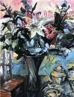STILL LIFE WITH PROTEAS AND LILLIES - Jonathan Stone