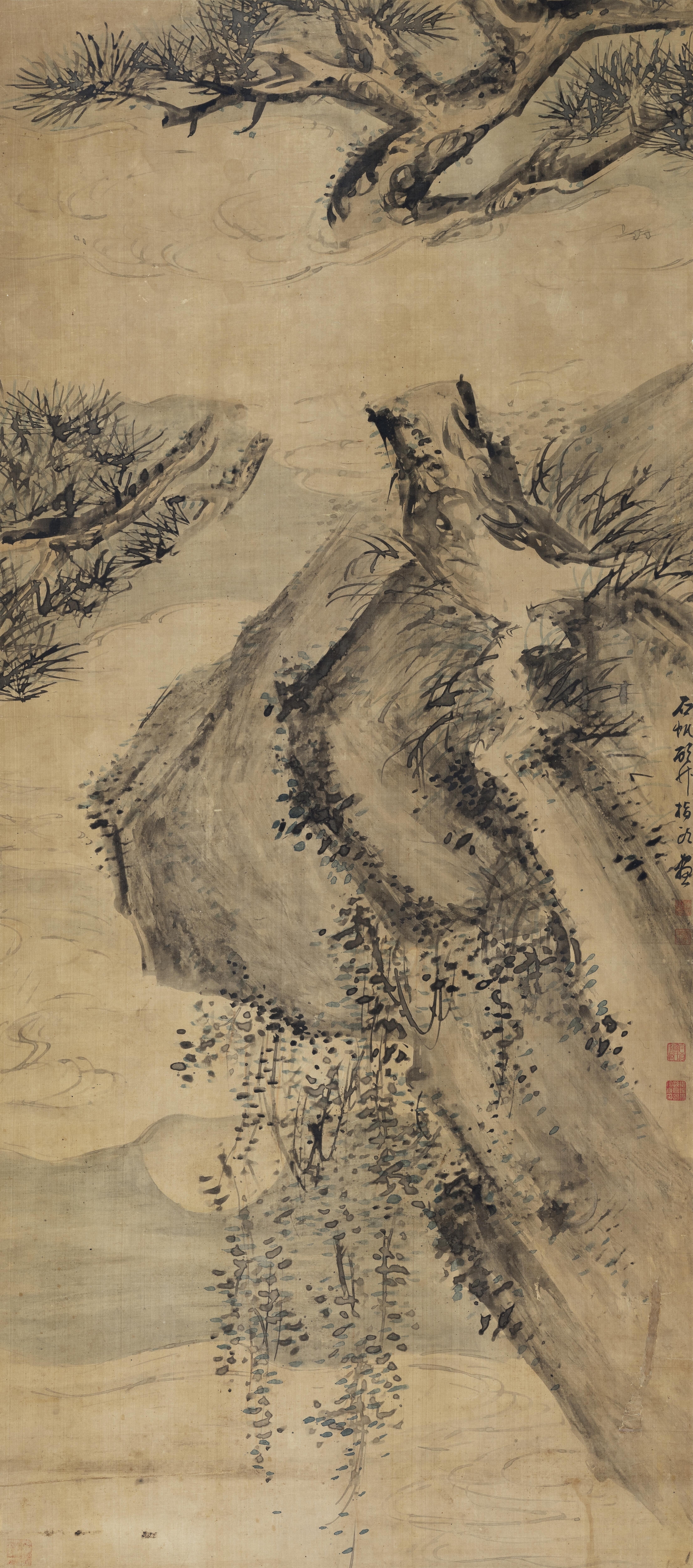 Artwork by Gu Sheng, Pine Moon Diagram, Made of Silk