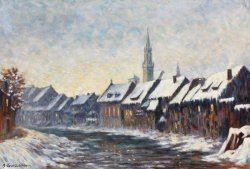 Artwork by Alexandre-Marie Guillemin, La ruelle sous la neige, Made of oil on canvas