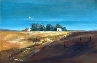 Paisaje de campo y luna - Fernando Fraga