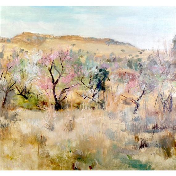 LANDSCAPE WITH BLOSSOMING TREES by Clement Serneels, 1963