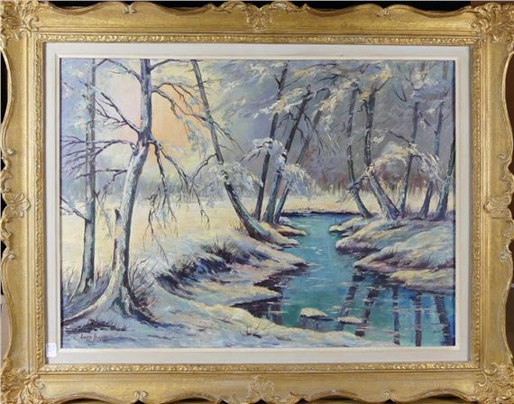 Tree Lined Creek in Winter - Judy Brill