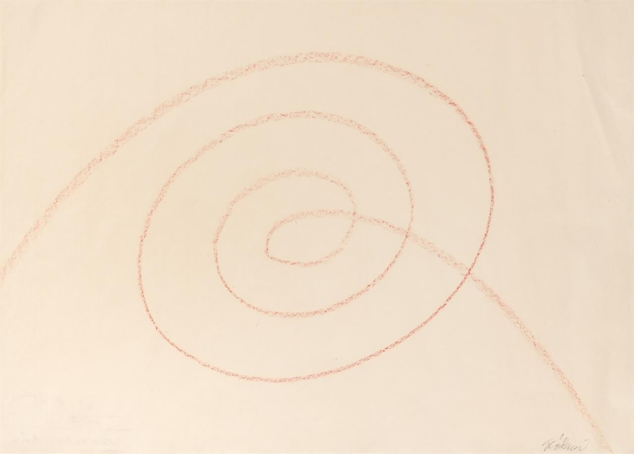 Artwork by Hermann Glöckner, KURVIGE SCHWÜNGE, Made of Wax pencil on paper