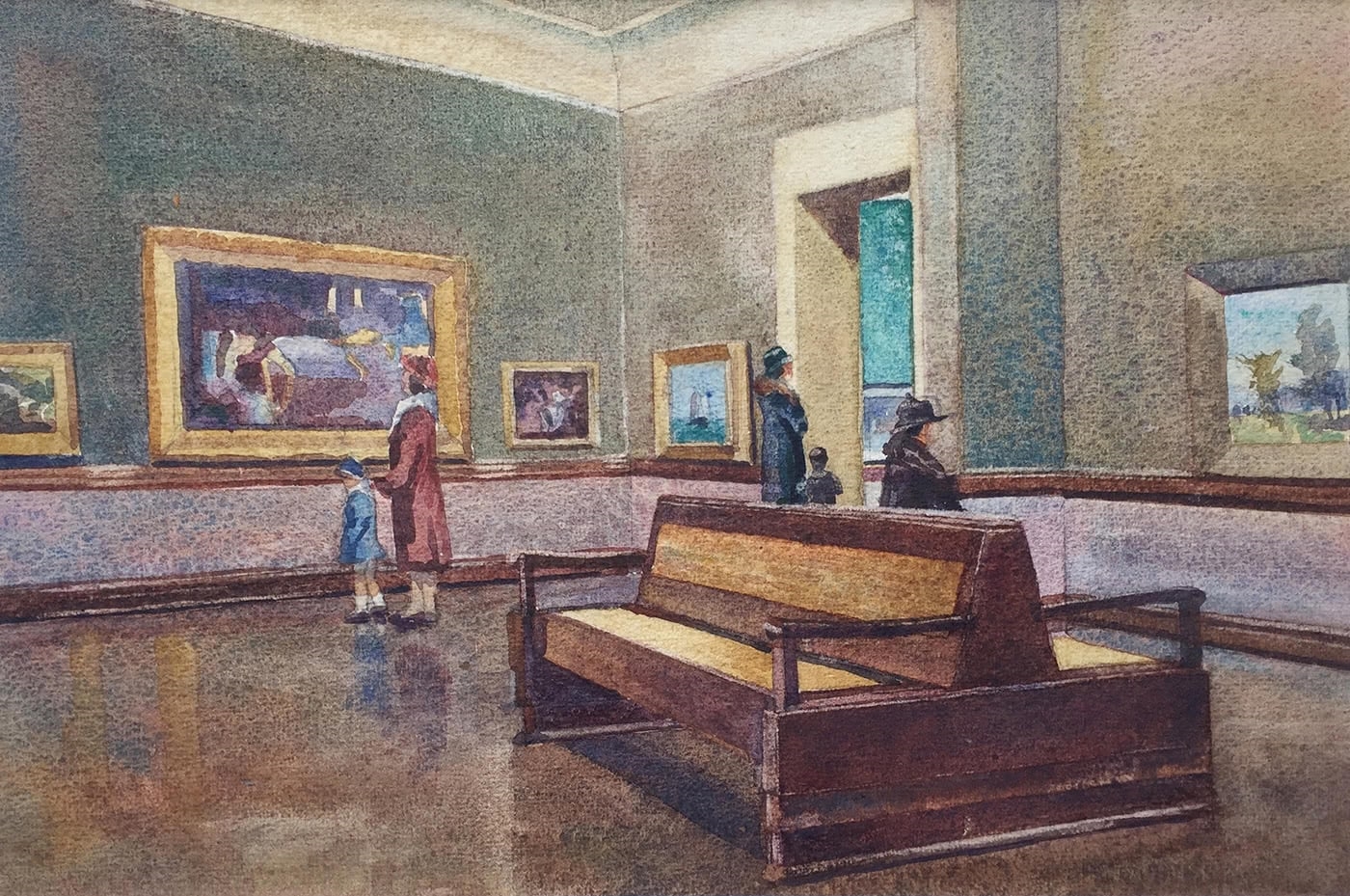 Artwork by Anna Robinson, A Day in the Gallery, Made of Watercolour