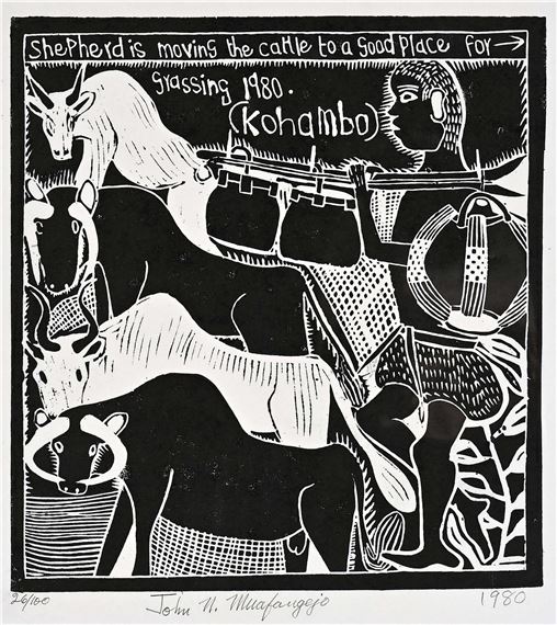 SHEPHERD IS MOVING THE CATTLE TO A GOOD PLACE FOR GRASSING