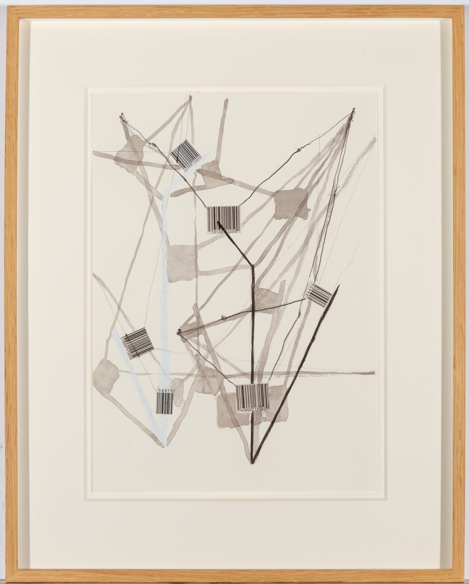 Artwork by Al Taylor, Bar Codes, Made of Graphite, gouache, ink, ballpoint pen, paper collage and correction fluid on paper