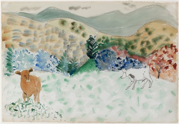 Cow and Calf by Sally Avery, dated 1936