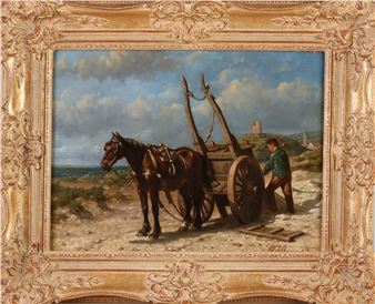 Dune view with horse cart and figure - W. J. Bogaard