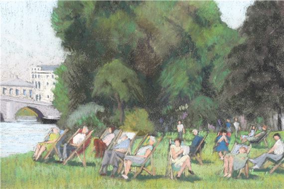 William Innes | A group of people seated in deckchairs | MutualArt