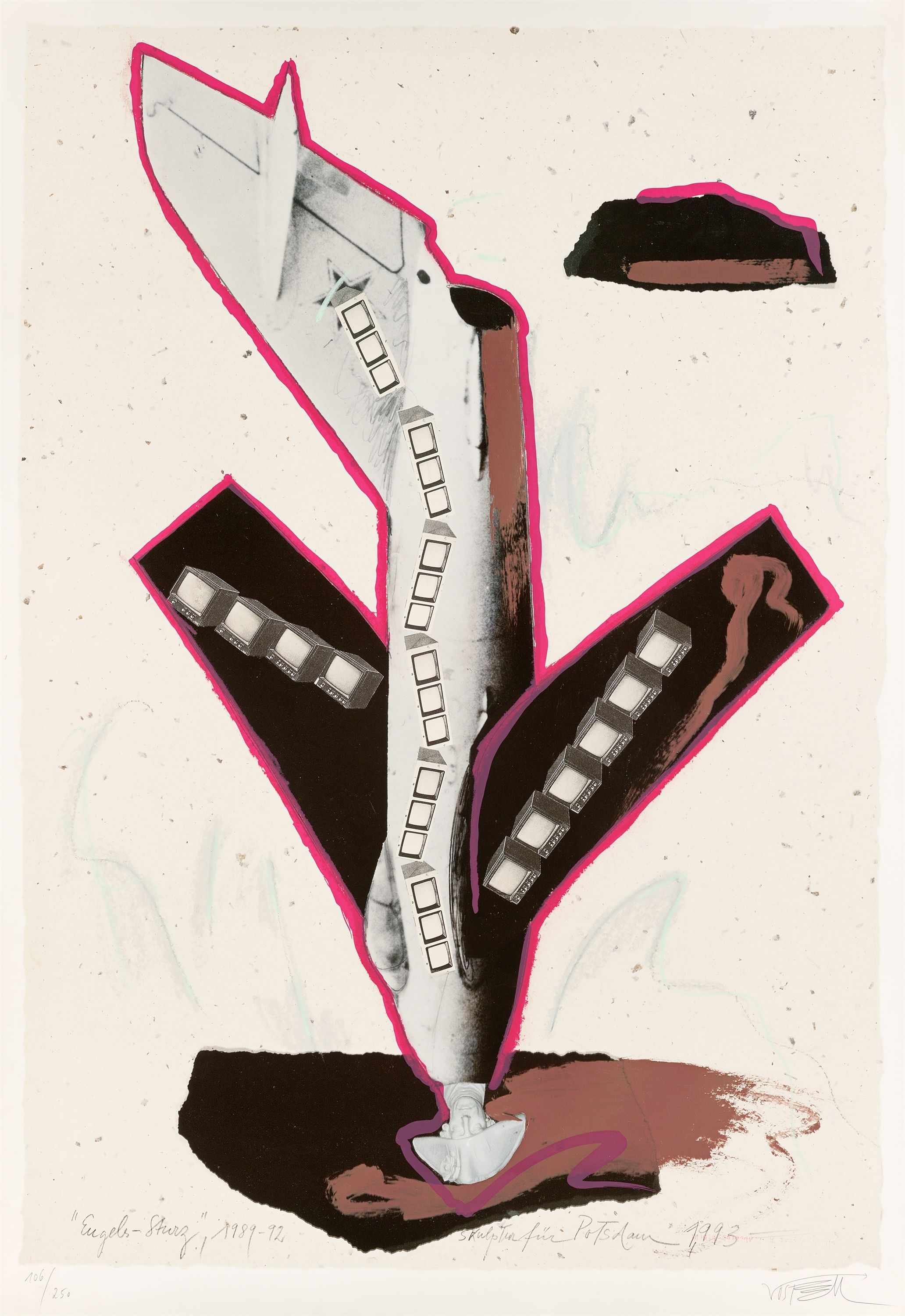 Artwork by Wolf Vostell, ”EԲ-ٳܰ”., Made of colour silkscreen on thin