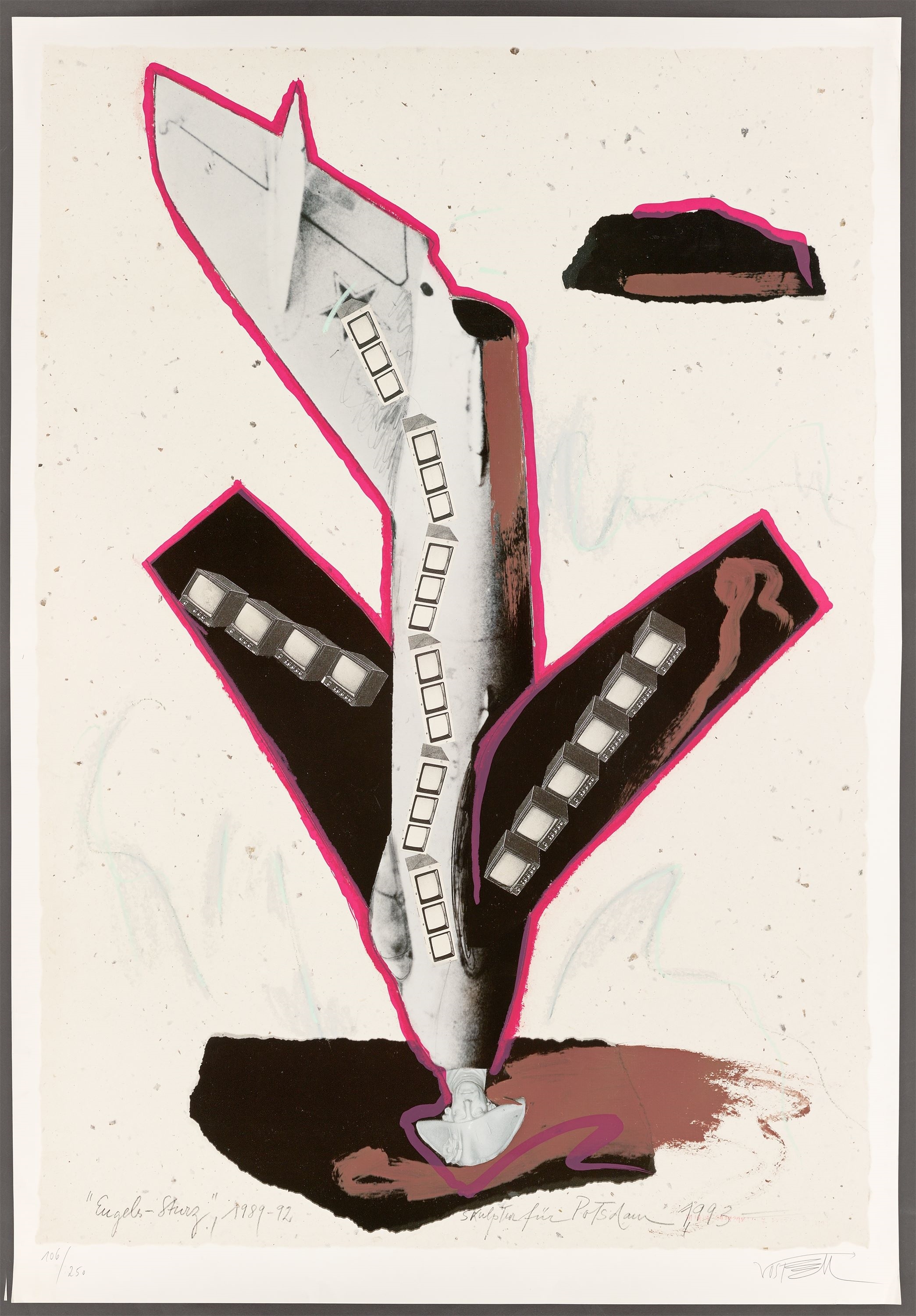 Artwork by Wolf Vostell, ”EԲ-ٳܰ”., Made of colour silkscreen on thin