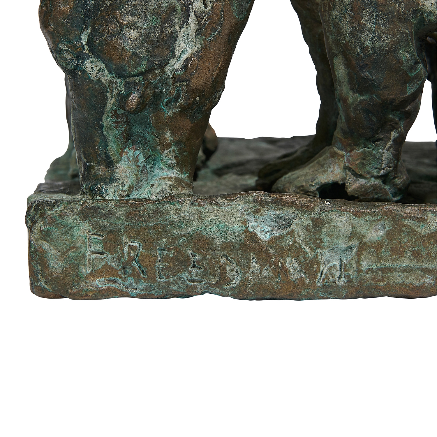 Artwork by Matt Freedman, People Watching (maquette) with framed photograph of People Watching, 1987 (in situ), Made of bronze
cast