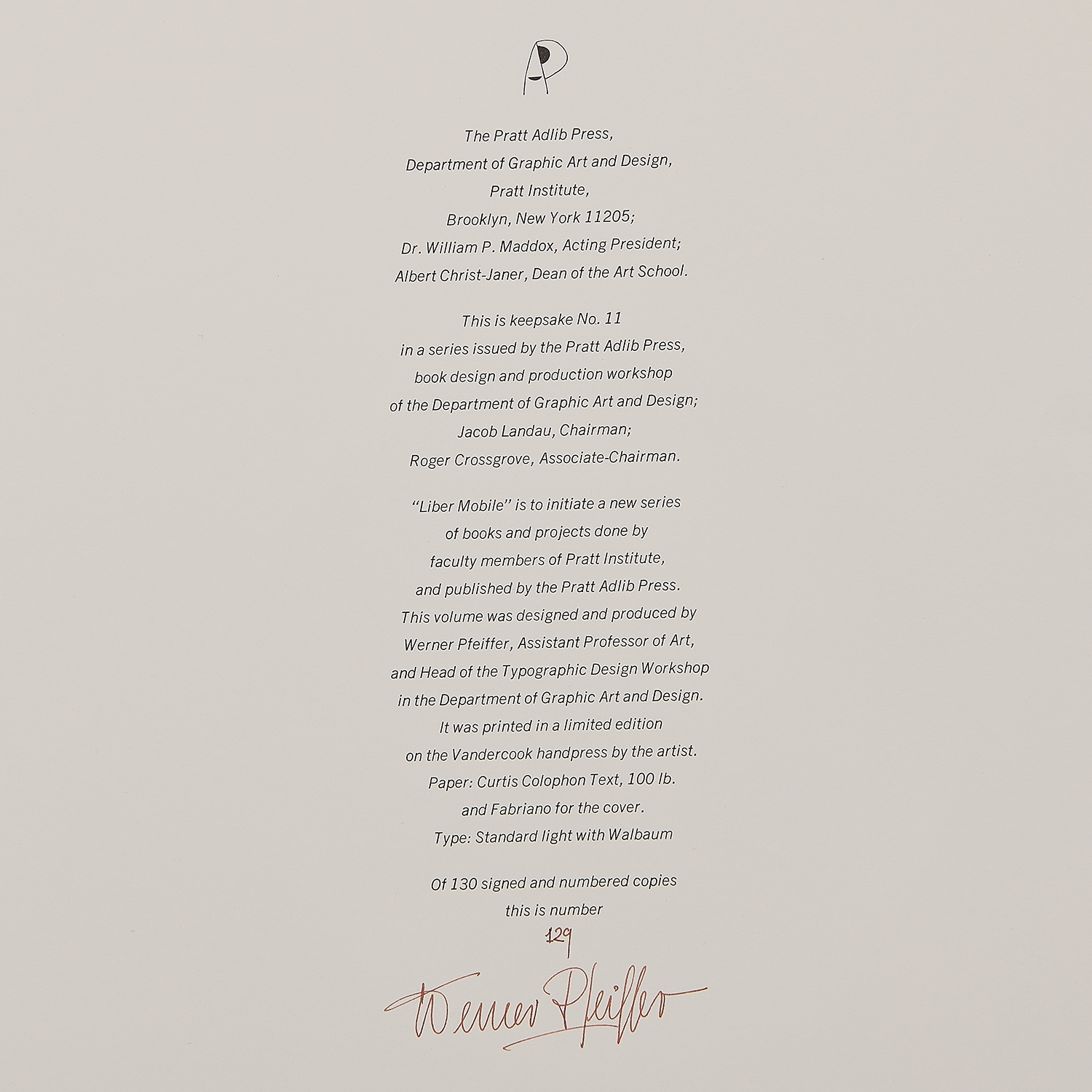 Artwork by Werner Pfeiffer, Liber Mobile Portfolio, Made of color lithograph