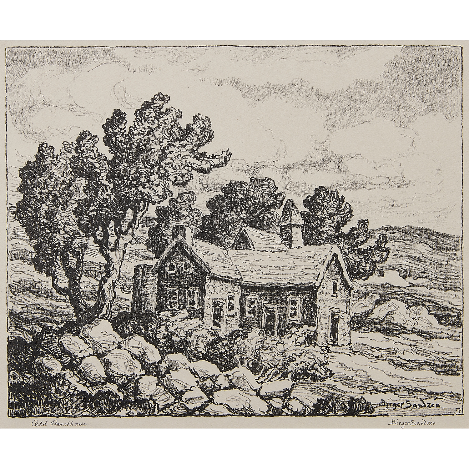 Artwork by Birger Sandzén, Old Ranch House, Made of lithograph