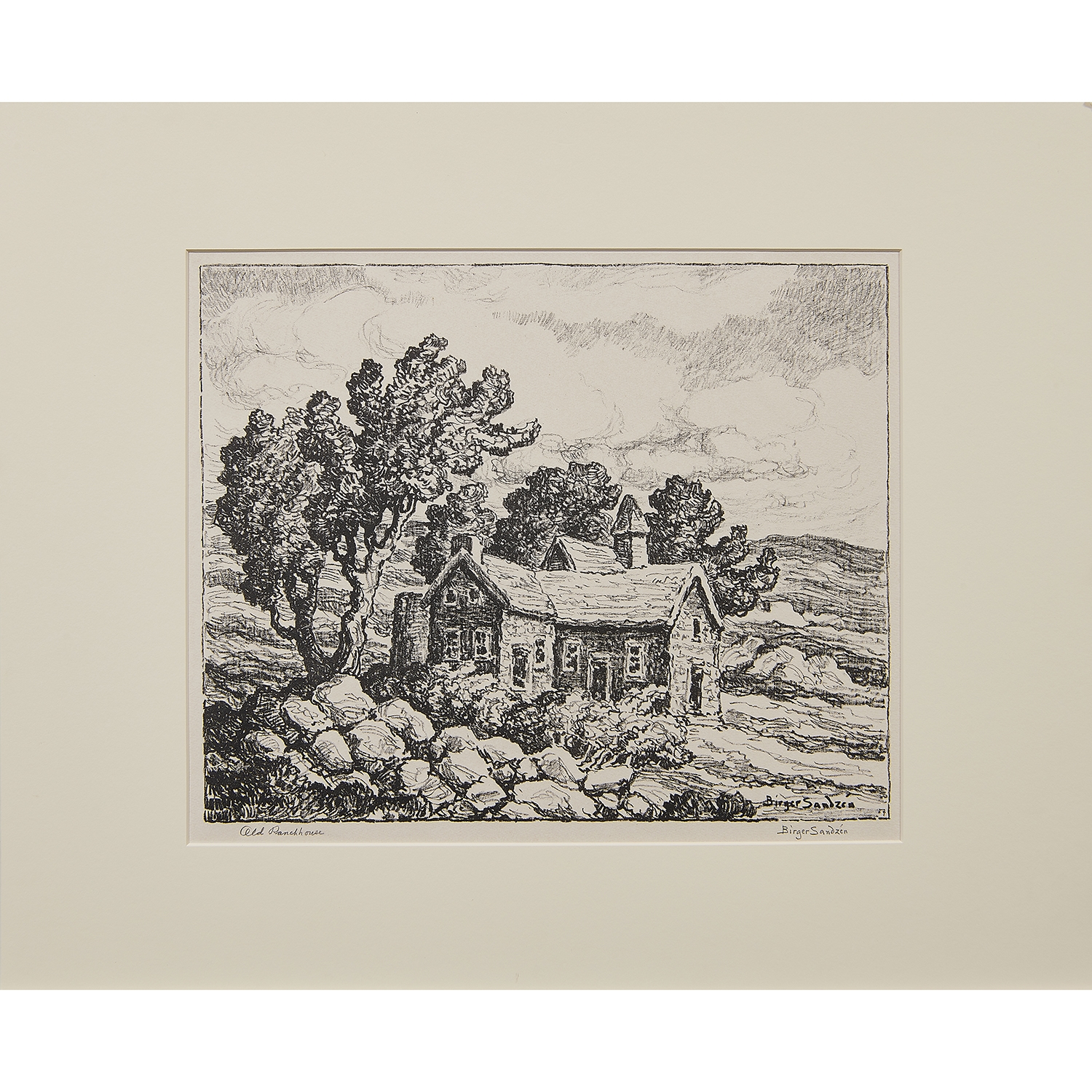 Artwork by Birger Sandzén, Old Ranch House, Made of lithograph