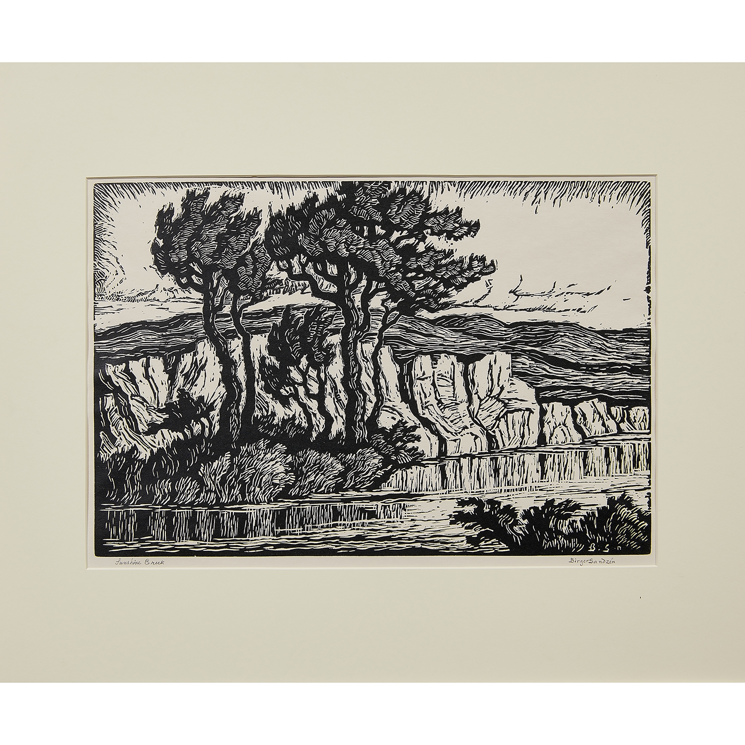 Artwork by Birger Sandzén, Sunshine Creek, Made of linocut