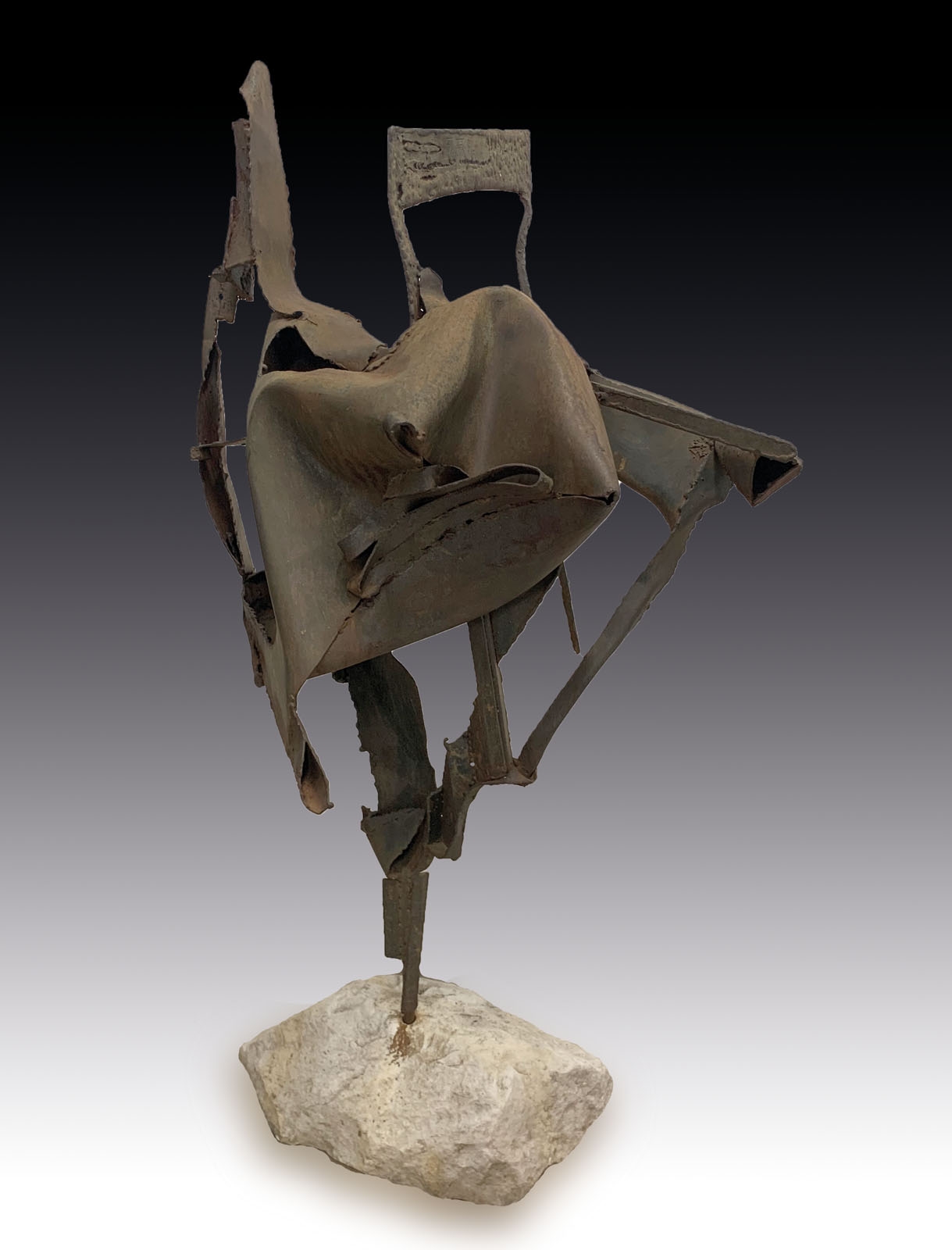 Artwork by Gianni Pinna, Untitled, Made of iron sculpture on marble base