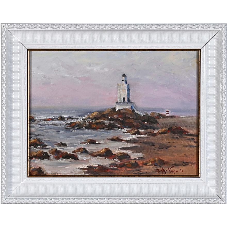 Artwork by Marlize Visagie, Beachscape with Lighthouse, Made of oil on canvas
