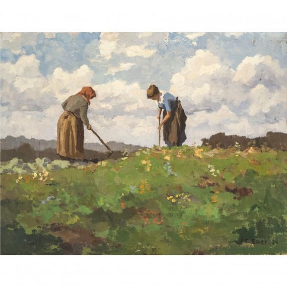 Mutter und Tochter bei der Feldarbeit by Fritz Carl Baer, 24