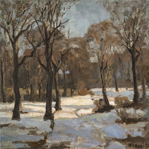 Winterlandschaft mit Bäumen - Fritz Carl Baer