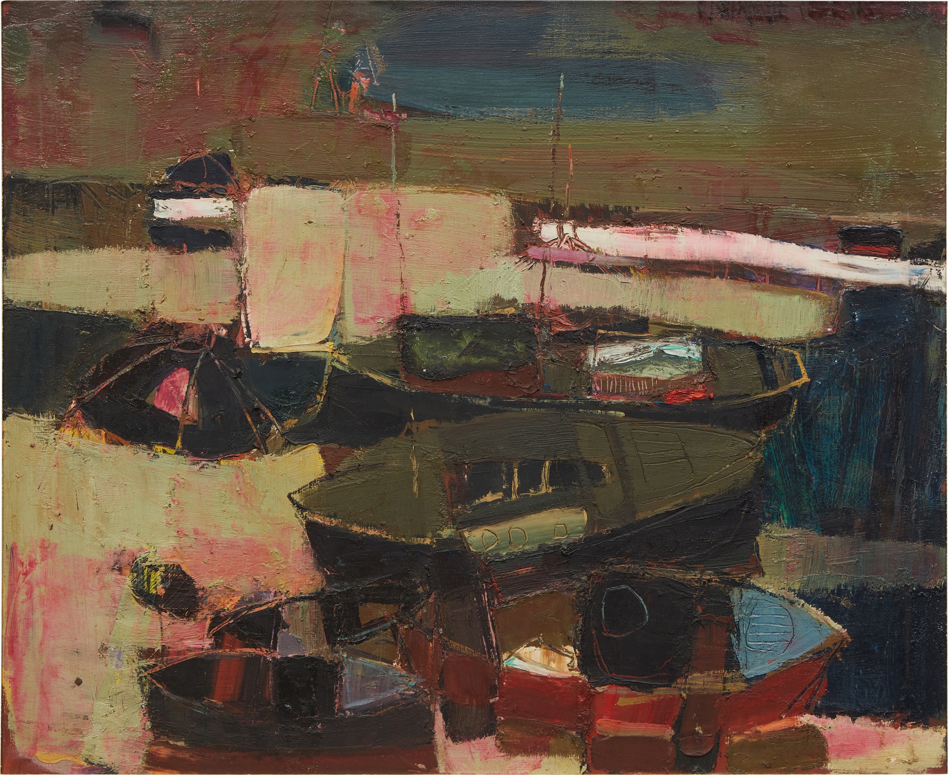 Artwork by Raimonds Staprans, Boats at Newport #2, Made of oil on canvas