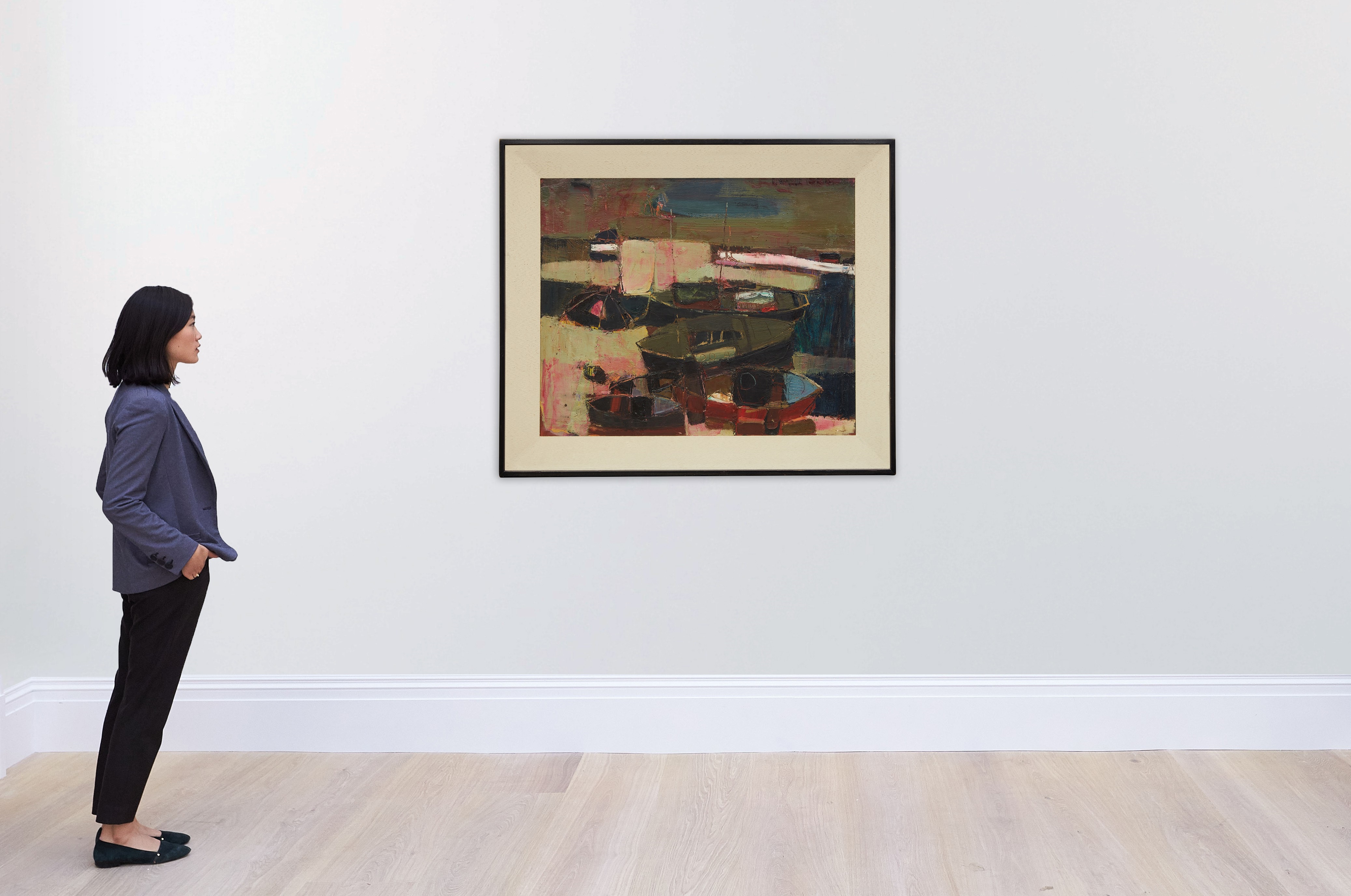 Artwork by Raimonds Staprans, Boats at Newport #2, Made of oil on canvas