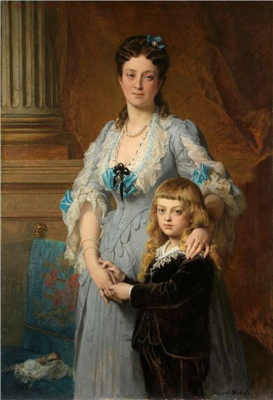 Louis-Edouard Dubufe | The Countess Mélanie de Maupassant and her son ...