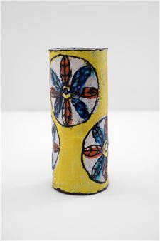 Cylinder with Egyptian Flowers on Yellow - Elisabeth Kley