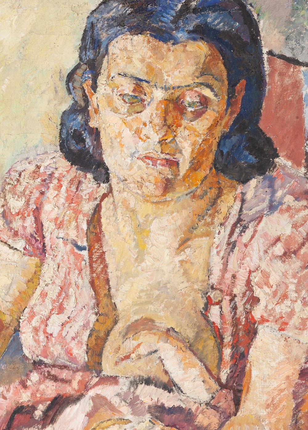 Artwork by Maria-Mela Muter, Maternity in an interior (recto) / Maternity against a village landscpae (verso), Made of oil/canvas