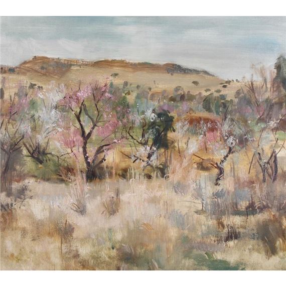 LANDSCAPE WITH BLOSSOMING TREES by Clement Serneels, 1963