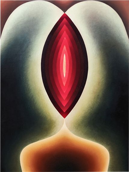 Portrait of a Woman with Green Hair GŮʿФ by Loie Hollowell, dated 2015