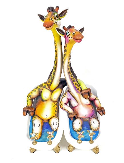 Giraffes In Love Bathtub