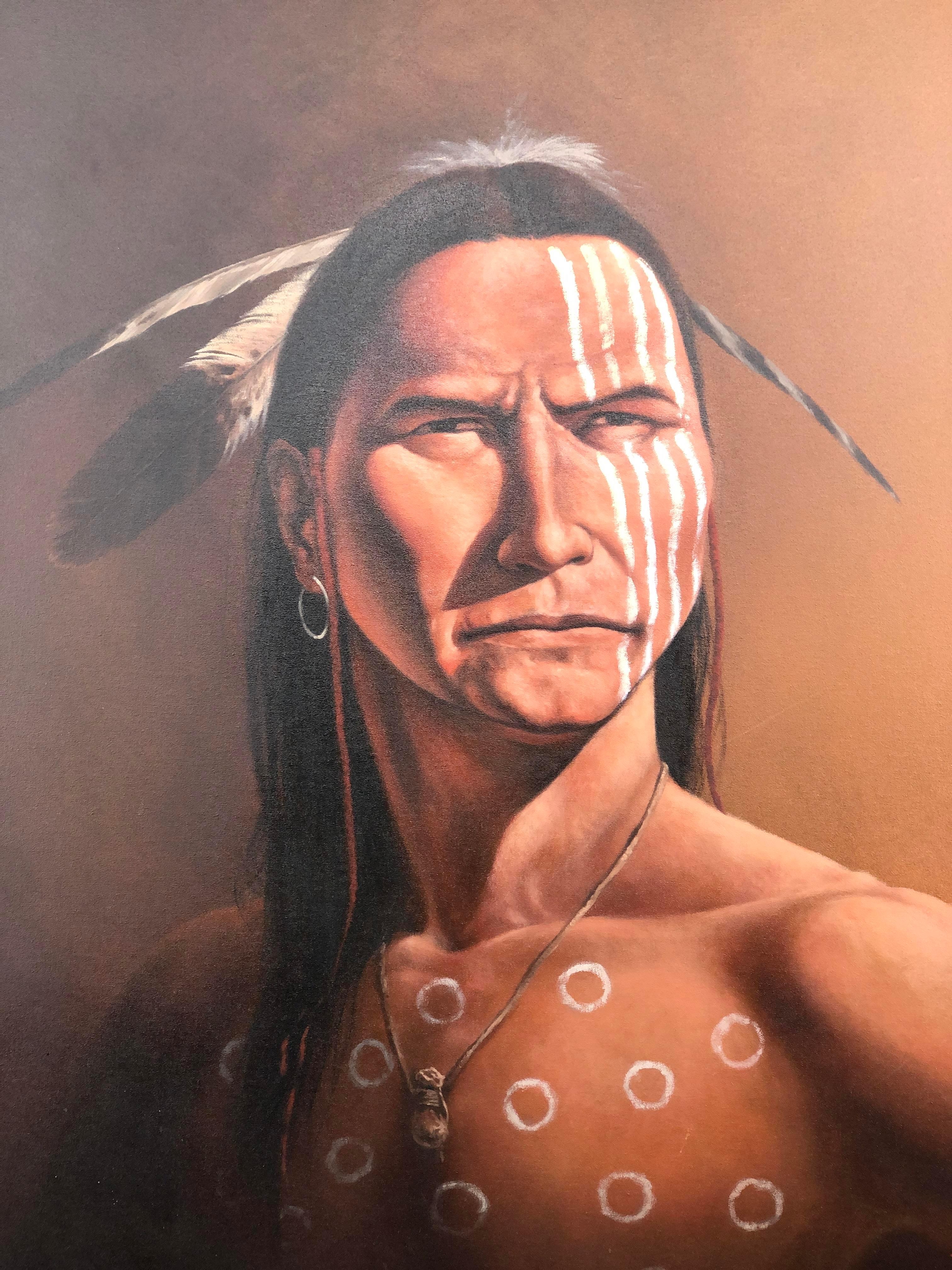 Artwork by Andersen Kee, Native American Warrior, Made of Oil on Canvas