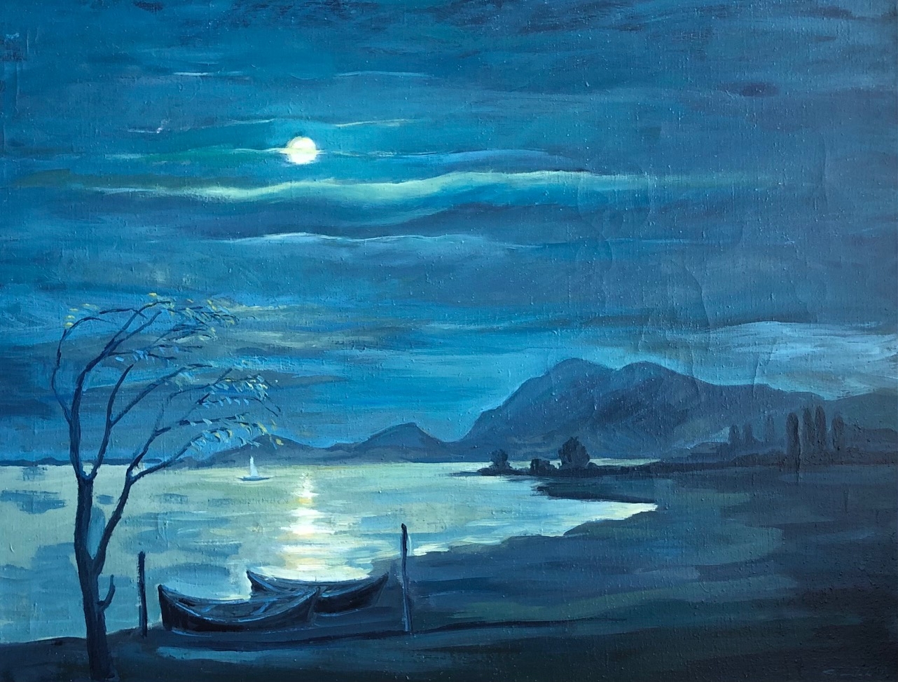 Artwork by Andrej Smolák, NOČNÁ KRAJINA, Made of oil on canvas