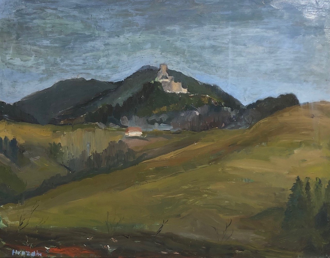 Artwork by Stanislav Hvozdík, STARÁ ĽUBOVŇA, Made of oil on hardboard