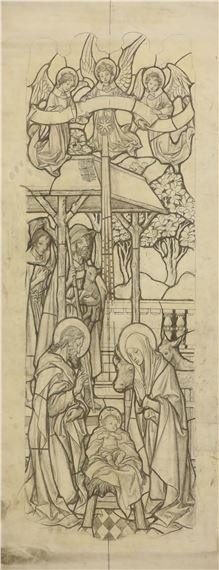 Nativity a full-size stained glass design for Horley Church Reigate by George Daniels