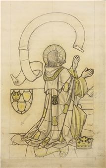 Joan of Arc and St Edmund the Marytr two full-size stained glass designs for All Saints Church Norwich - George Daniels