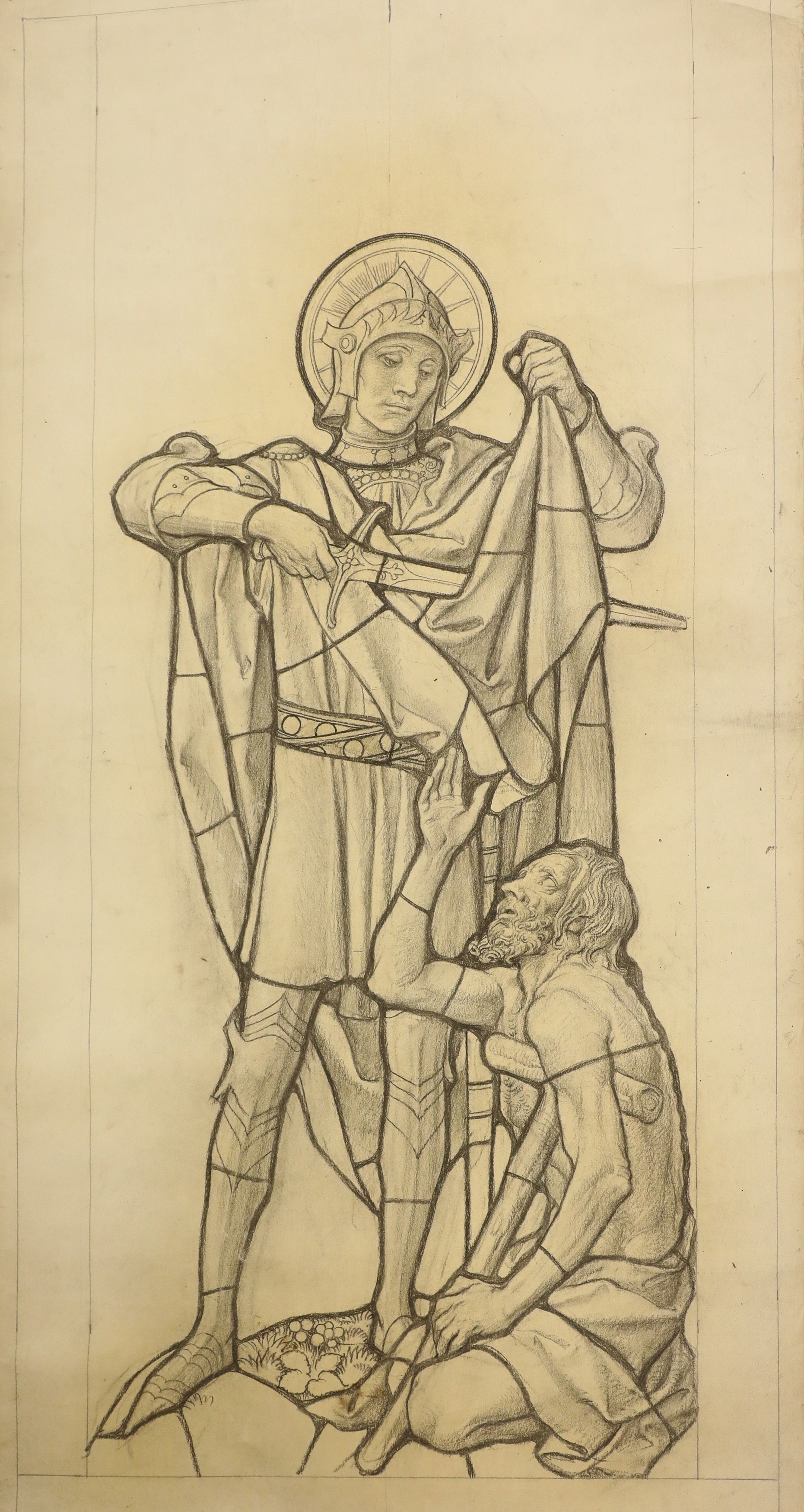 Artwork by George Daniels, 'St Martin cutting his cloak'; 'Mary lamenting the Death of Jesus'; 'Jesus on the Cross', Made of pencil