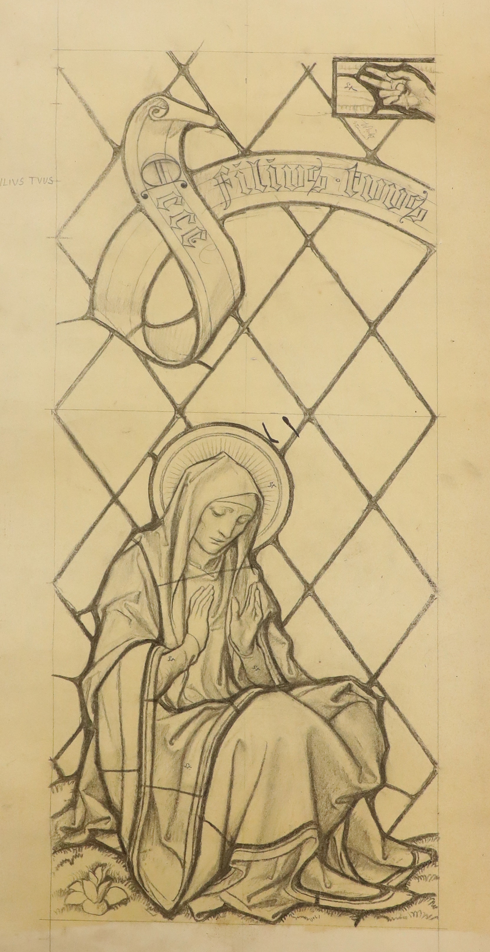 Artwork by George Daniels, 'St Martin cutting his cloak'; 'Mary lamenting the Death of Jesus'; 'Jesus on the Cross', Made of pencil