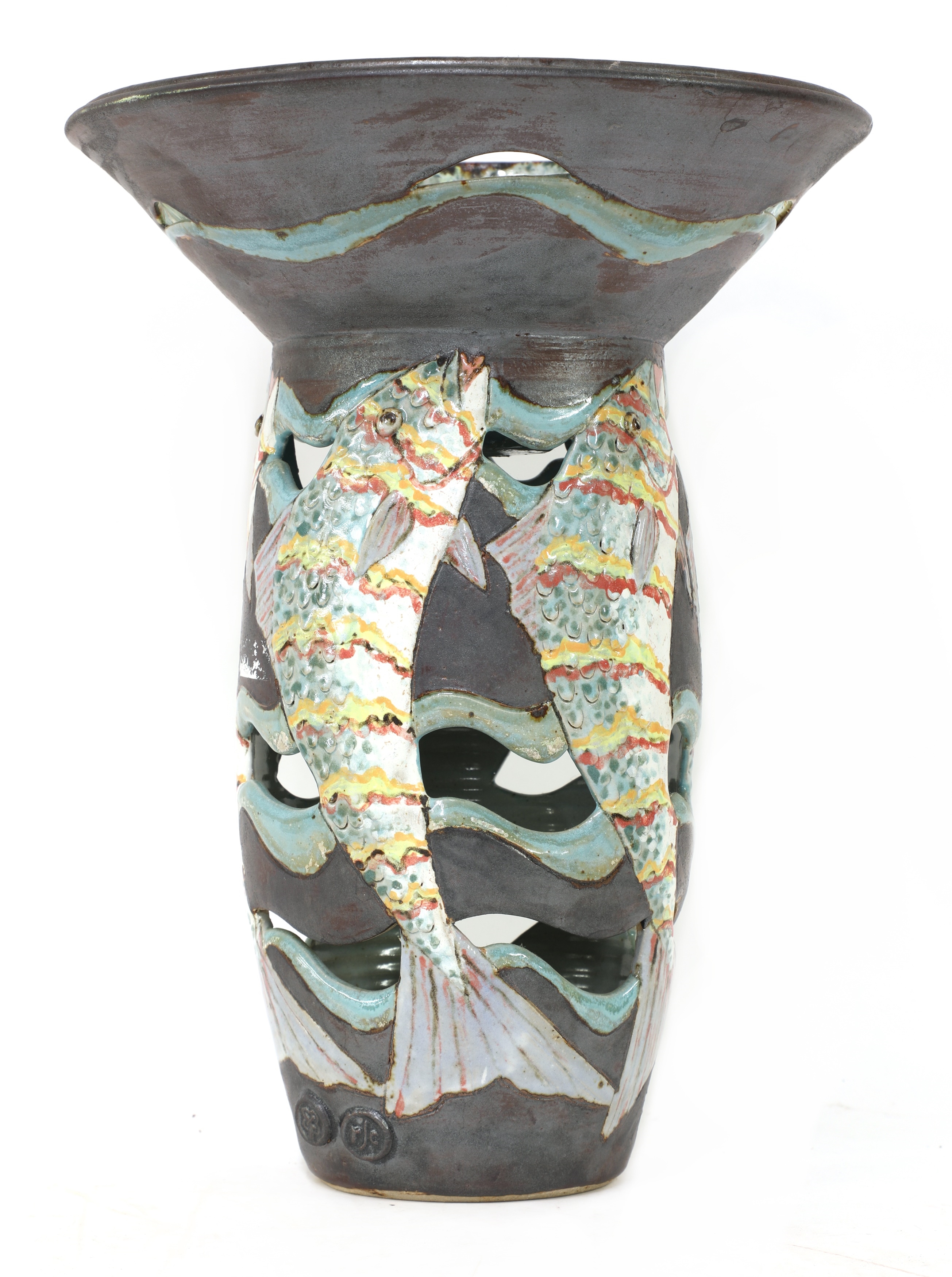 Roger Cockram | a glazed and pierced stoneware spittoon incised with ...