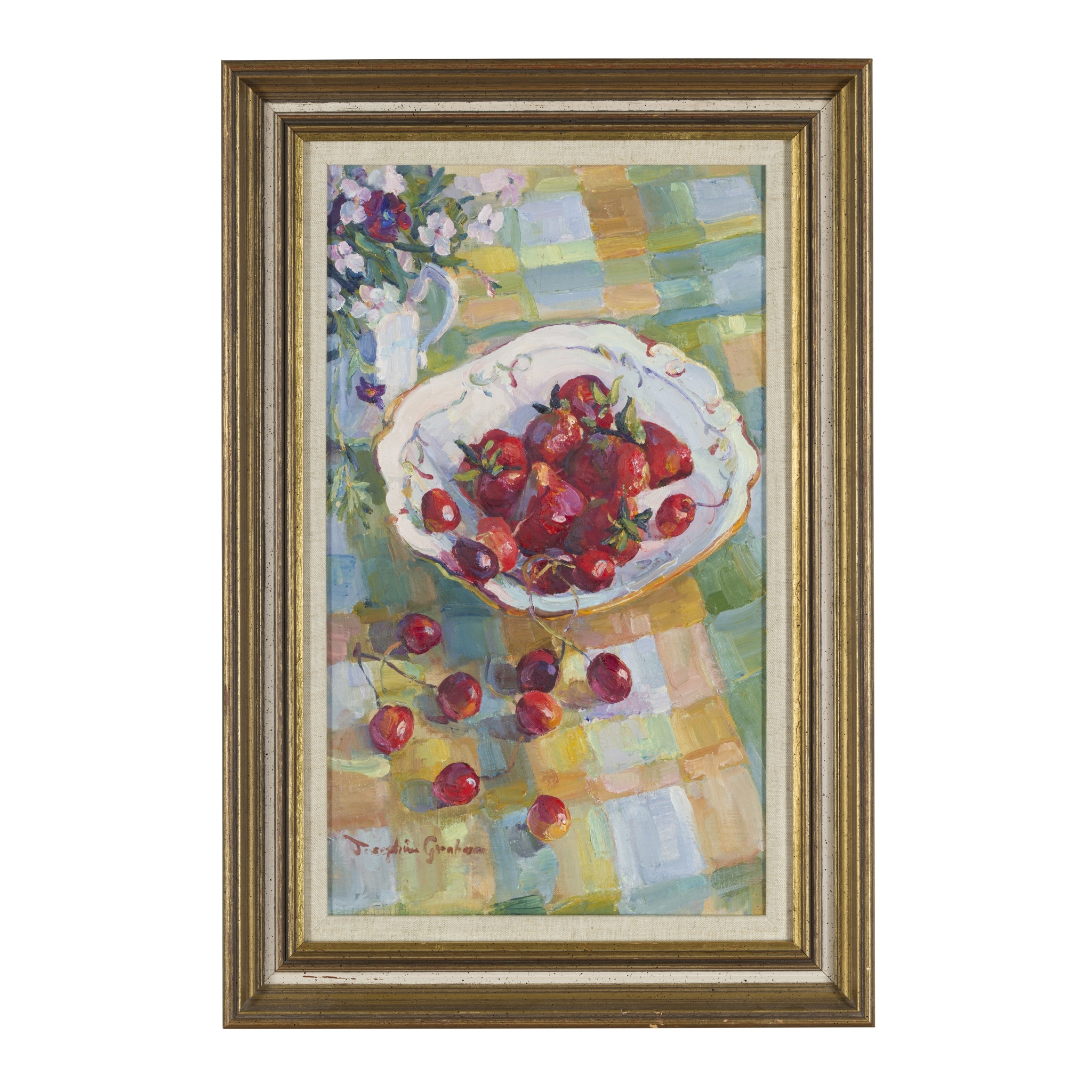 Artwork by Josephine Graham, CHERRIES AND STRAWBERRIES, Made of oil on board