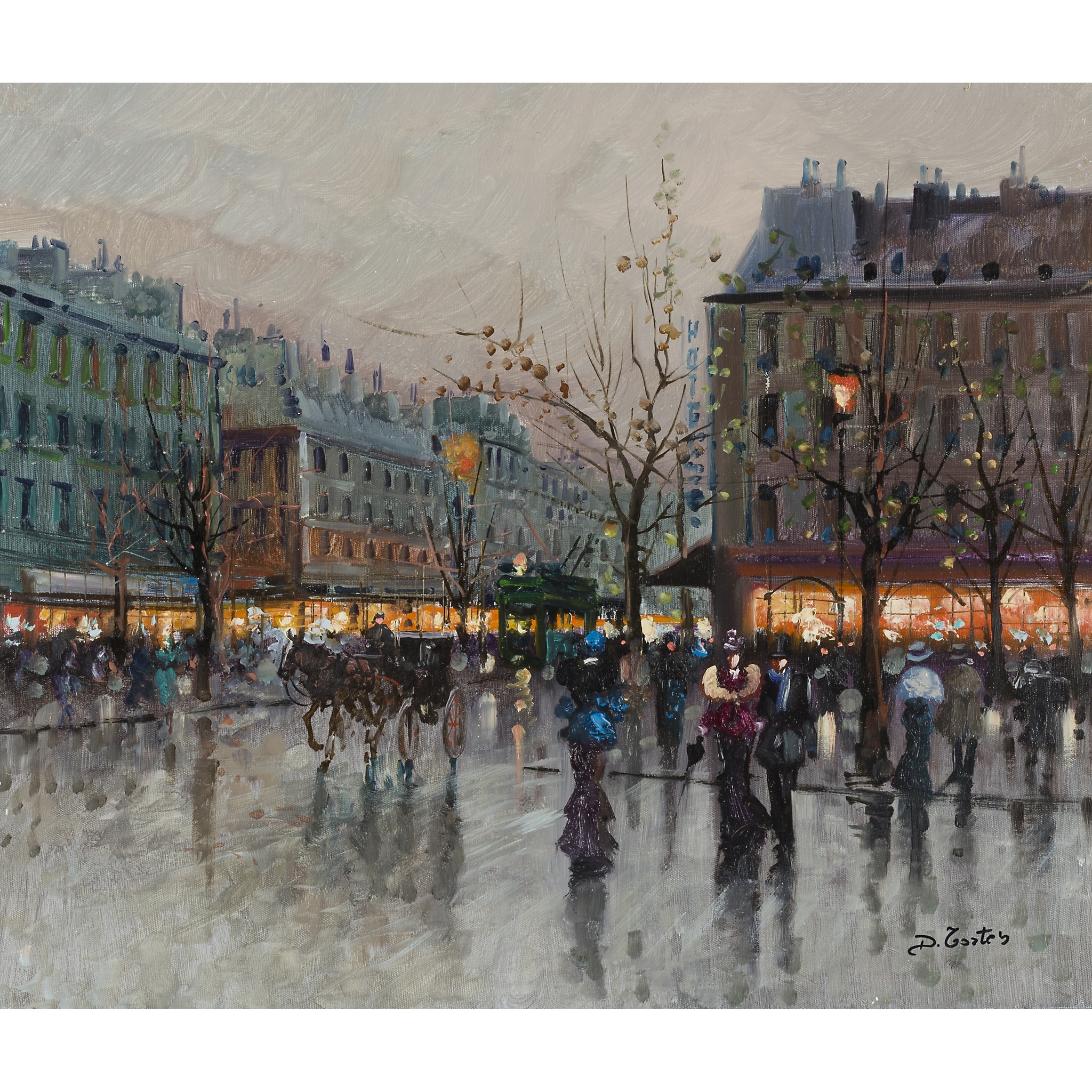 Artwork by D. Cortes, STREET SCENE PARIS, Made of oil on canvas