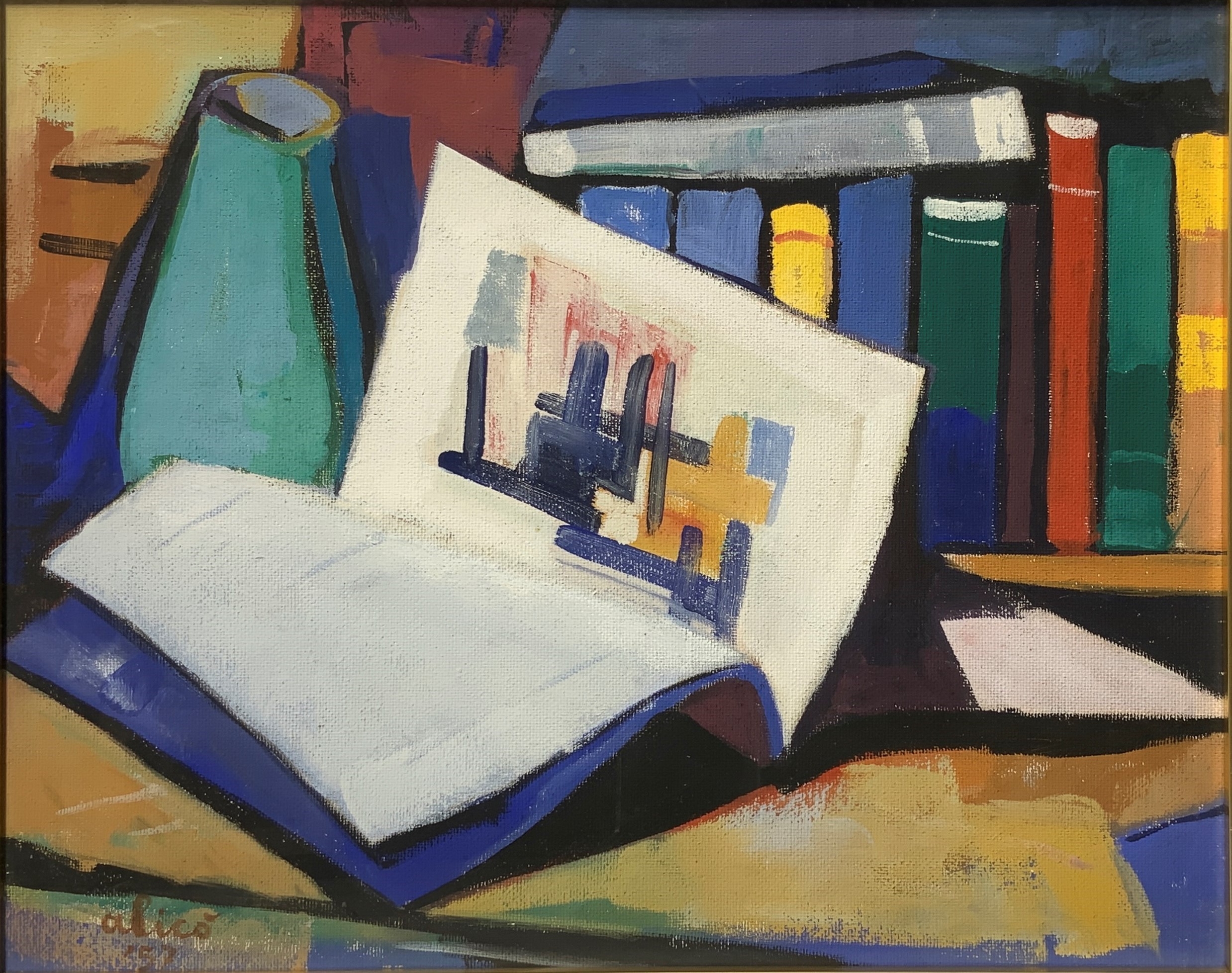 Library, still life by Giovanni Alico, 1957