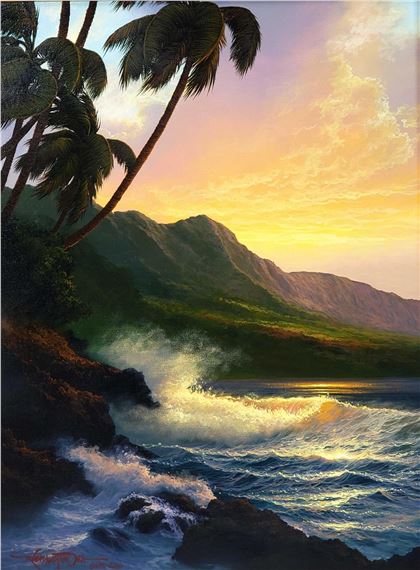 ロイ.ゴンザレス.タボラ　ハワイ ロイ.ゴンザレス.タボラ ハワイ 絵画 真作 風景画 額装 アート