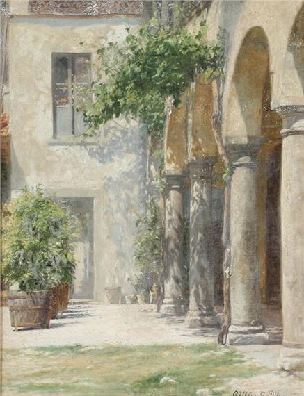 Klostergaard fra Lago d'Iseo by Cilius Andersen, 1910